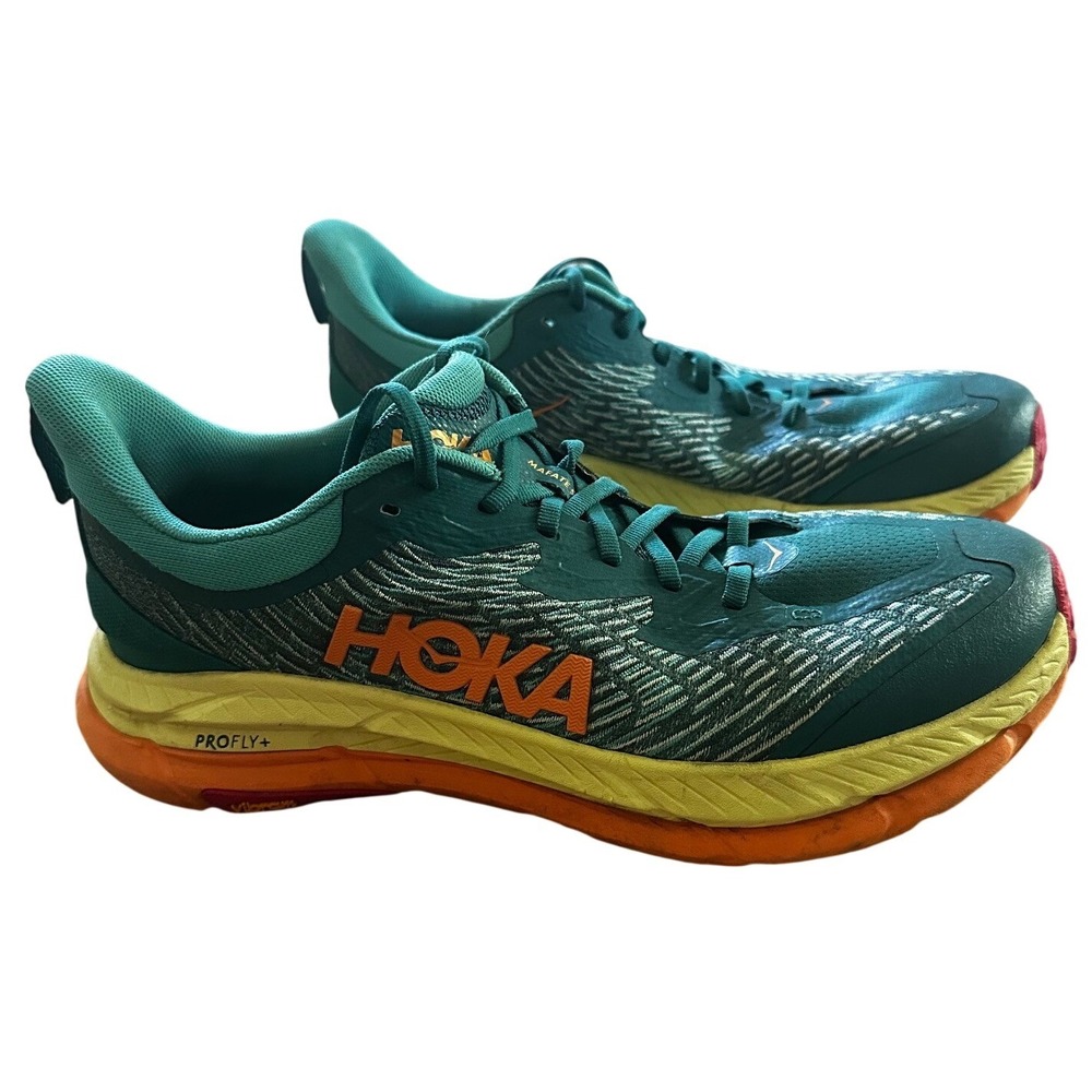 Hoka Teal And Orange Mafate Speed 4 Running Shoes Men's 9.5